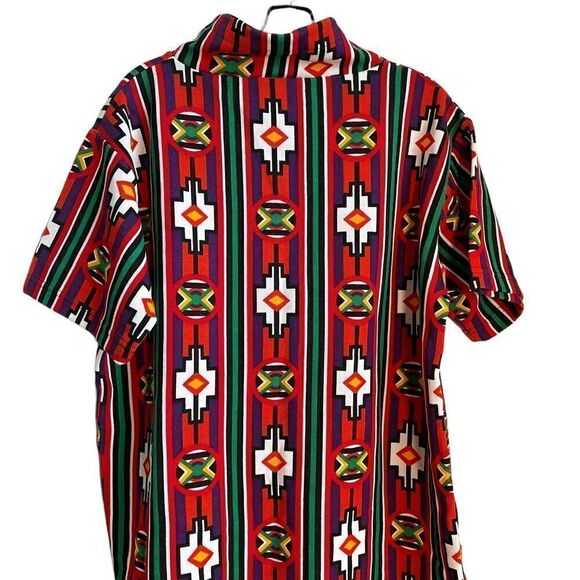Vintage 90s Tribal Print Mock Turtleneck Pullover Medium - Picture 6 of 12